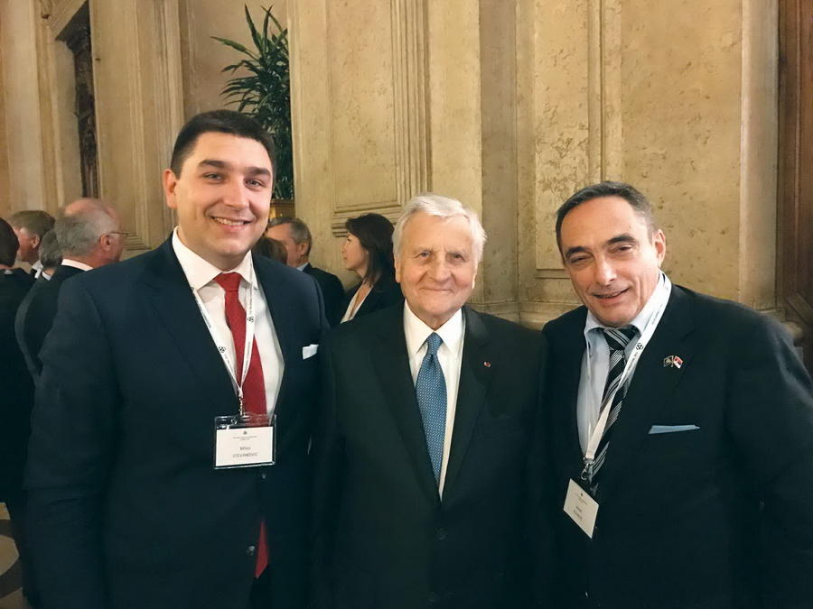Stevanović, Žan Klod Triše, predsjednik Trilateralne komisije za Evropu i Jovan Kovačić